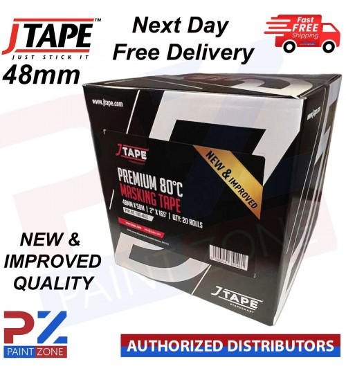 JTAPE 48MM PREMIUM MASKING TAPE - BOX OF 20 ROLLS *NEW & IMPROVED QUALITY*